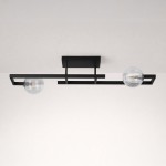Lampa sufitowa Parma 2xG9 w kolorze czarnym z przezroczystymi kloszami, zamontowana na prostokątnej podstawie. Ujęcie z góry, ukazujące dwa szklane klosze o teksturowanej powierzchni. Tło jasne, jednolite.