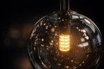 Lampa wisząca Dori 8xG9 w kolorze czarnym i grafitowym, z przezroczystym kloszem, w zbliżeniu na źródło światła LED. Widoczne refleksy i detale wewnętrzne klosza, umieszczona w pionie.