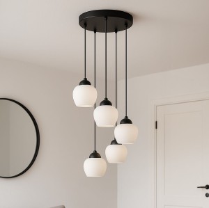 Abro lampa wisząca 5xE27 czarna/biały K-5602