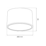 Lampa sufitowa Dixie w kolorze kaszmir, o średnicy 80 mm i wysokości 50 mm, z oprawą na żarówkę GX53. Ujęcie frontalne, pokazujące prosty, cylindryczny kształt bez dodatkowych zdobień.