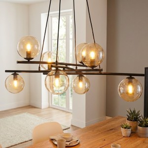 Essa lampa wisząca 8-punktowa czarna/miodowa 1204/8