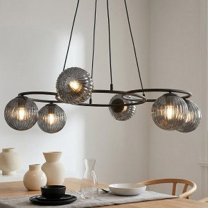 Libra lampa wisząca 6xE14 czarna/grafit 1380/6