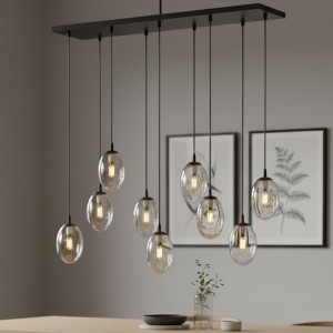 Astral lampa wisząca 9-punktowa czarna/transparentna 1265/9