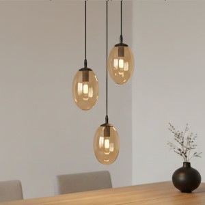 Astral lampa wisząca 3-punktowa czarna/miodowa 1267/3PREM