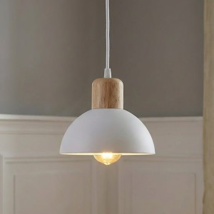 Seco lampa wisząca 1xE27 biała/jasne drewno 1394/1