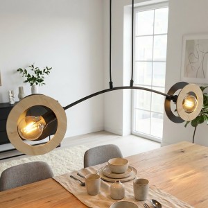 Skiva lampa wisząca 2xE27 czarna/jasne drewno 1409/2