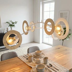 Skiva lampa wisząca 4xE27 biała/jasne drewno 1410/4