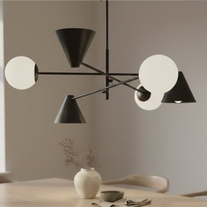 Hermes lampa wisząca 3xE27+3xE14 czarna 1347/6
