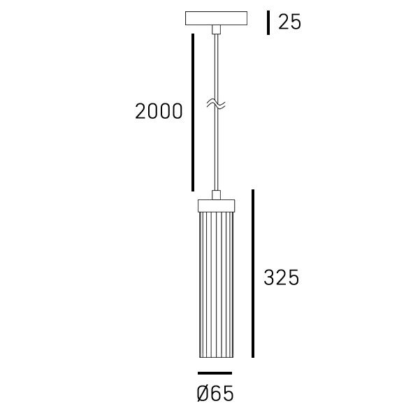Lampa wisząca Quincy 1xE27 w kolorze czarnym, o wysokości 2000 mm i średnicy 65 mm. Posiada prostokątny, minimalistyczny klosz z pionowymi żłobieniami. Uchwyt montażowy zamocowany na suficie, w pozycji wiszącej.