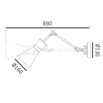 Kinkiet Page 1xE27 w kolorze niklu satynowego, z regulowanym ramieniem. Lampa o średnicy klosza 160 mm i długości 690 mm, zamontowana na okrągłej podstawie o średnicy 130 mm. Prosta konstrukcja, idealna do nowoczesnych wnętrz.