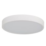 Plafon LED Pandino D30 w kolorze białym, średnica okrągła, z czujnikiem ruchu, moc 24W, klasa IP44. Zbliżenie na gładką powierzchnię lampy, zamontowane na suficie. Prosty, minimalistyczny design.