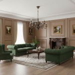 Żyrandol świecznikowy Velita w kolorze patyny z dziewięcioma miejscami na żarówki E14, zawieszony na łańcuchu. Oświetlenie umieszczone w eleganckim wnętrzu z zielonymi sofami i drewnianym stolikiem na tle jasnych ścian.