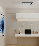 Lampa sufitowa Swing w kolorze czarnym, z jedną oprawą GU10 i dwiema oprawami G9. Zainstalowana na suficie, o minimalistycznym designie, z białymi kloszami i punktowym źródłem światła, tworzy nowoczesne oświetlenie w aranżacji wnętrza.