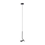 Lampa wisząca LED Iseo 7W w kolorze czarnym, zawieszona na cienkim przewodzie. Posiada nowoczesny, minimalistyczny kształt z metalowym uchwytem i źródłem światła umieszczonym na końcu ramienia. Idealna do nowoczesnych wnętrz.