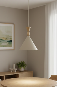 Feryt lampa wisząca 1xE27 beżowa/drewniana 61596
