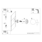 Kinkiet Zori 1xG9, kolor ultramaryna, IP44. Produkt z montażem na ścianie. Widoczna konstrukcja z lampą, elementami mocującymi oraz instrukcjami montażu. Kąt ujęcia: frontalny, na białym tle.