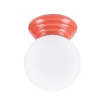 Lampa sufitowa Zori 1xG9 IP44 w kolorze brzoskwiniowym, z okrągłym, matowym kloszem i falistym, błyszczącym uchwytem. Produkt montowany na suficie, widok z góry.