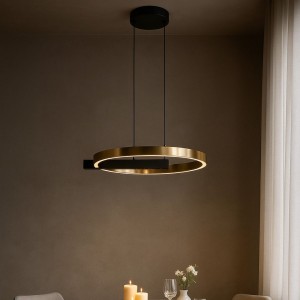 Metis lampa wisząca 1xLED 24W czarna złota K-8232