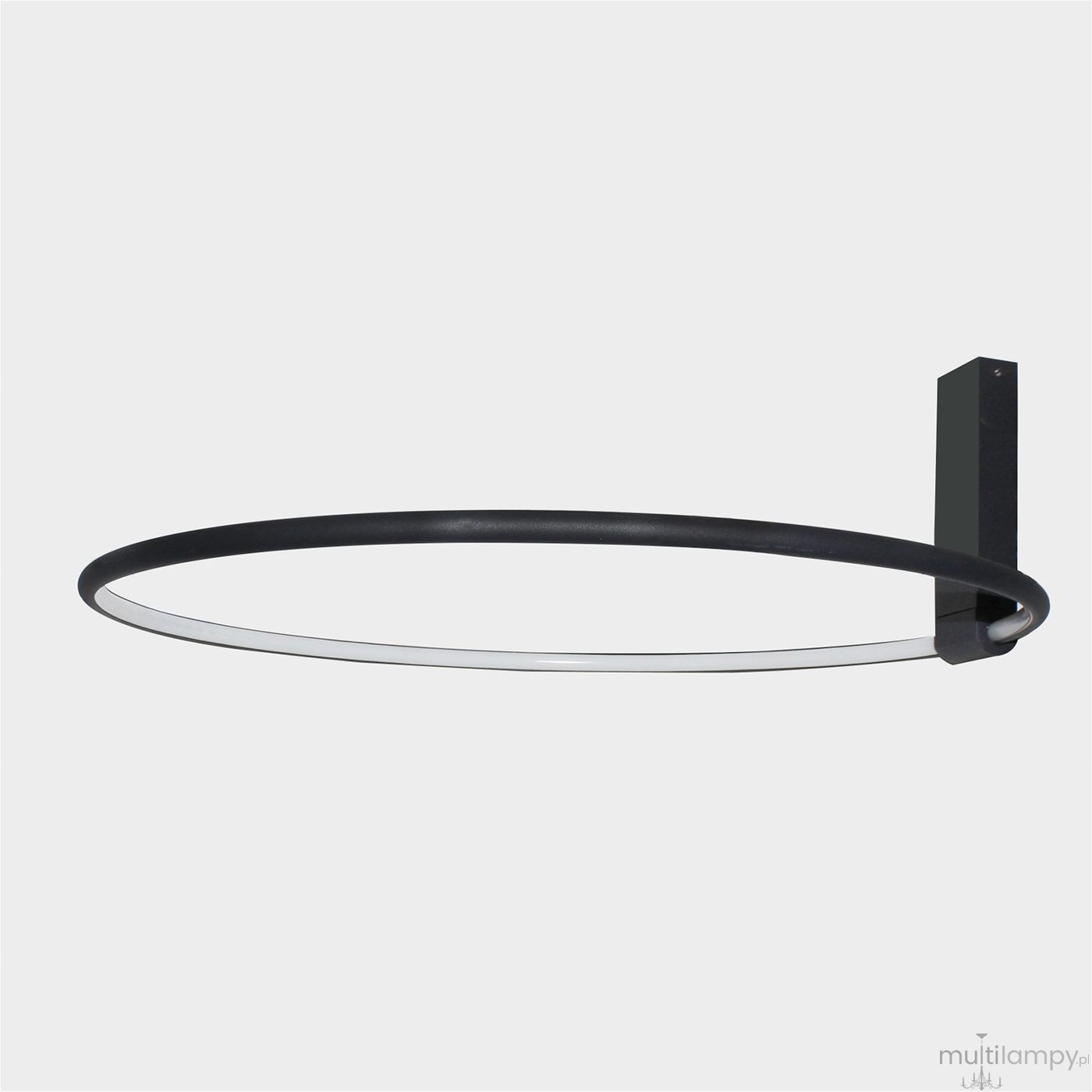 Czarna lampa sufitowa LED Vincent D60 o mocy 48W i temperaturze barwowej 3000K, w kształcie cienkiego pierścienia, montowana na ścianie. Metalowa konstrukcja z minimalistycznym designem, idealna do nowoczesnych wnętrz.