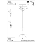 Lampa wisząca Feltro 1xG9 w kolorze czarnym i granatowym z okrągłą podstawą. Produkt zawiera instrukcję montażu z widocznymi detalami, takimi jak mocowanie i elementy elektryczne. Ujęcie z przodu, prezentujące wszystkie kluczowe elementy.