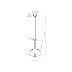 Czarna lampa wisząca Feltro z żółtym akcentem, z pojedynczym gniazdem G9. Prosta, okrągła podstawa o średnicy 30 cm, zawieszona na cienkim, regulowanym przewodzie o długości 126 cm. Wymiary elementów mocujących: średnica 8 cm, wysokość 2 cm.