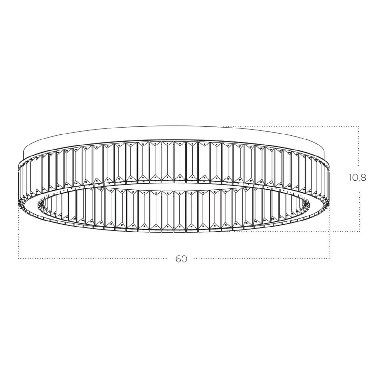 Lampa sufitowa LED Spark D60 o mocy 48W w kolorze złotym. Okrągły kształt z dekoracyjnym, teksturowanym wykończeniem. Wymiary: średnica 60 cm, wysokość 10,8 cm. Montowana sufitowo, idealna do nowoczesnych wnętrz.