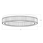 Lampa sufitowa LED Spark D60 o mocy 48W w kolorze złotym. Okrągły kształt z dekoracyjnym, teksturowanym wykończeniem. Wymiary: średnica 60 cm, wysokość 10,8 cm. Montowana sufitowo, idealna do nowoczesnych wnętrz.