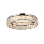 Lampa sufitowa LED Spark D60 o mocy 48W w kolorze chromu, z okrągłym kloszem zdobionym przezroczystymi kryształkami. Ujęcie z dołu, prezentujące elegancki design oraz efektowne oświetlenie.