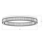 Lampa sufitowa LED Spark D80 o mocy 72W w kolorze złotym. Okrągły kształt z dekoracyjną, teksturowaną obręczą. Wymiary: średnica 80 cm, wysokość 11,3 cm. Produkt zamontowany na suficie, prezentujący minimalistyczny design.