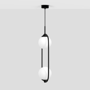 Parva lampa wisząca 2xE14 czarna/biała K-5101