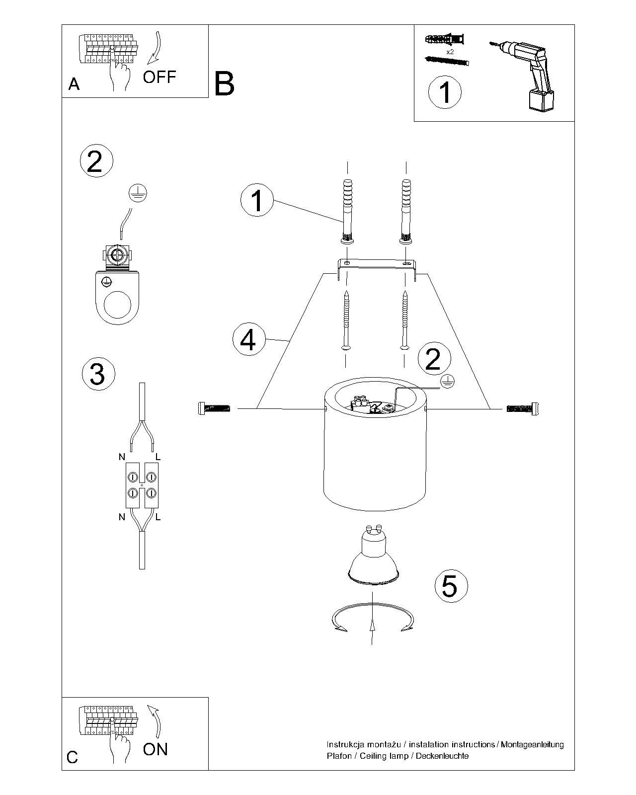 Beżowa lampa sufitowa Orbis Beton z gniazdem na jedną żarówkę GU10. Produkt o cylindrycznym kształcie, wiszący, z metalowym wykończeniem. Widoczna instalacja oraz elementy montażowe. Ujęcie frontalne, na jednolitym tle.