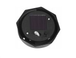 Lampa solarna Ballo, ogrodowa, o wysokości 34 cm i średnicy 10 cm. Czarna podstawa z panelem słonecznym, przycisk włączania, przeznaczona do oświetlenia przestrzeni zewnętrznych.