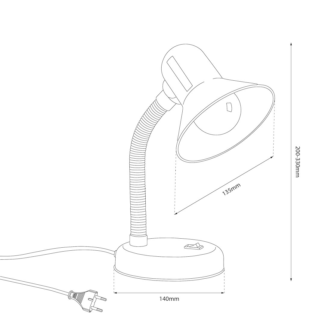 Lampka biurkowa Mentor ML2569, biała, z regulowanym ramieniem. Klosz o średnicy 135 mm, podstawa o średnicy 140 mm. Długość ramienia 200-330 mm. Widoczny kabel z wtyczką. Idealna do biura lub do nauki, zapewnia funkcjonalne oświetlenie.