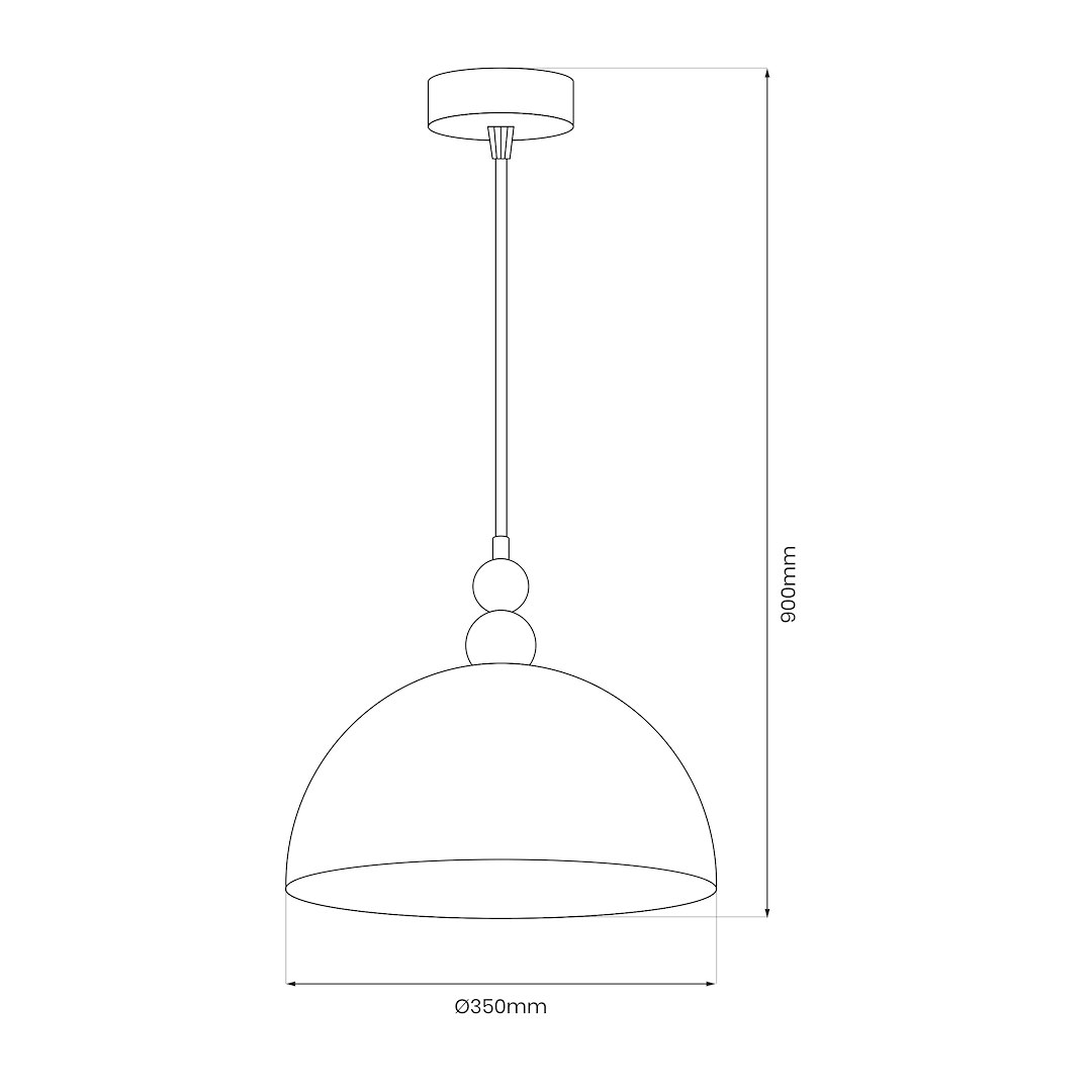 Lampa wisząca Bento 1xE27 w kolorze kaszmirowym, o średnicy 350 mm i wysokości 900 mm. Kształt kopuły z dekoracyjną kulką. Prosty, elegancki design, idealna do nowoczesnych wnętrz.