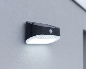 Uran LED kinkiet elewacyjny solarny z czujnikiem ruchu i zmierzchu czarny