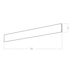 Kinkiet Basento 90 w kolorze białym, o wymiarach 90 cm x 6 cm, z dwoma źródłami światła LED 30W CCT. Prosty, prostokątny kształt, wiszący. Idealny do nowoczesnych wnętrz.