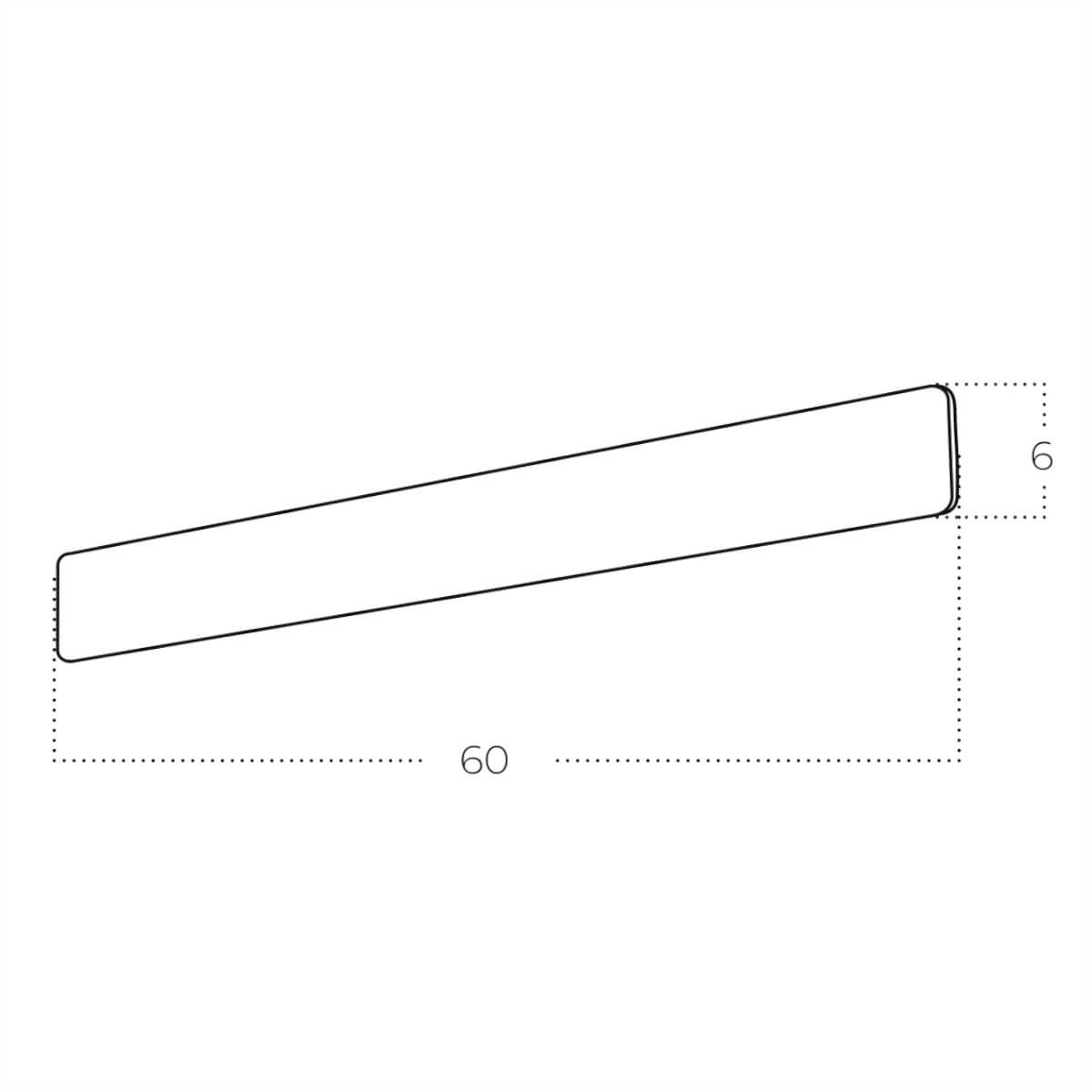 Kinkiet Basento 60 w kolorze czarnym, długość 60 cm, wysokość 6 cm, z dwoma źródłami światła LED o mocy 20W. Prosty, prostokątny kształt, idealny do nowoczesnych wnętrz.