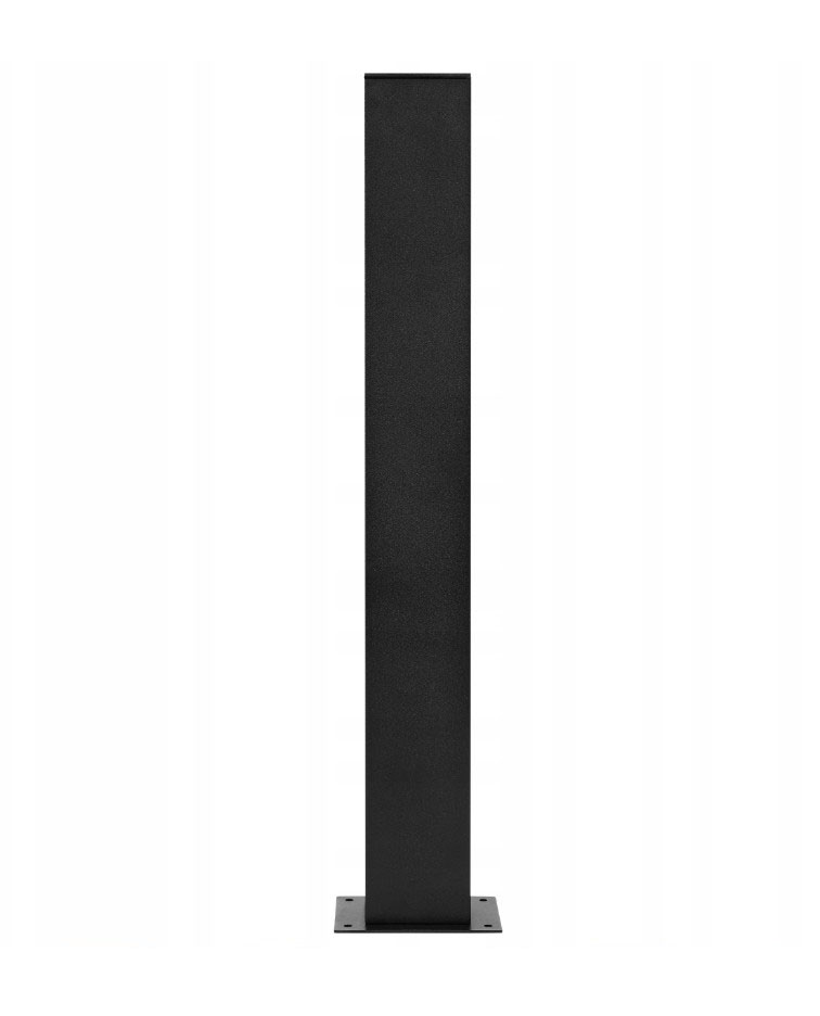 Lampa ogrodowa słupek Roma H60, LED 12W, kolor czarny. Prosta, prostokątna konstrukcja z metalowym wykończeniem. Umieszczona na kwadratowej podstawie, widok frontalny. Wysokość 60 cm, przeznaczona do oświetlenia przestrzeni zewnętrznych.