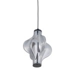 Lampa wisząca LED Elva o mocy 8W, barwa światła 3000K, w kolorze czarnym/grafitowym. Posiada szklany klosz o falistym kształcie, zawieszona na czarnym przewodzie. Idealna do nowoczesnych wnętrz.