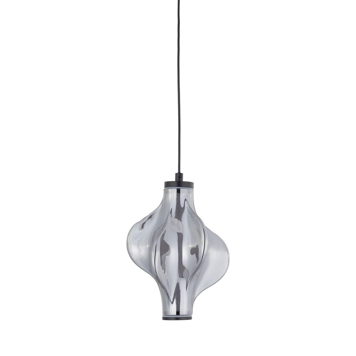 Lampa wisząca LED Elva 8W o ciepłej barwie 3000K w kolorze czarnym i grafitowym. Posiada unikalny, falisty kształt z przezroczystym kloszem, zawieszona na czarnym przewodzie, idealna do nowoczesnych wnętrz.