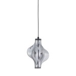 Lampa wisząca LED Elva 8W o ciepłej barwie 3000K w kolorze czarnym i grafitowym. Posiada unikalny, falisty kształt z przezroczystym kloszem, zawieszona na czarnym przewodzie, idealna do nowoczesnych wnętrz.