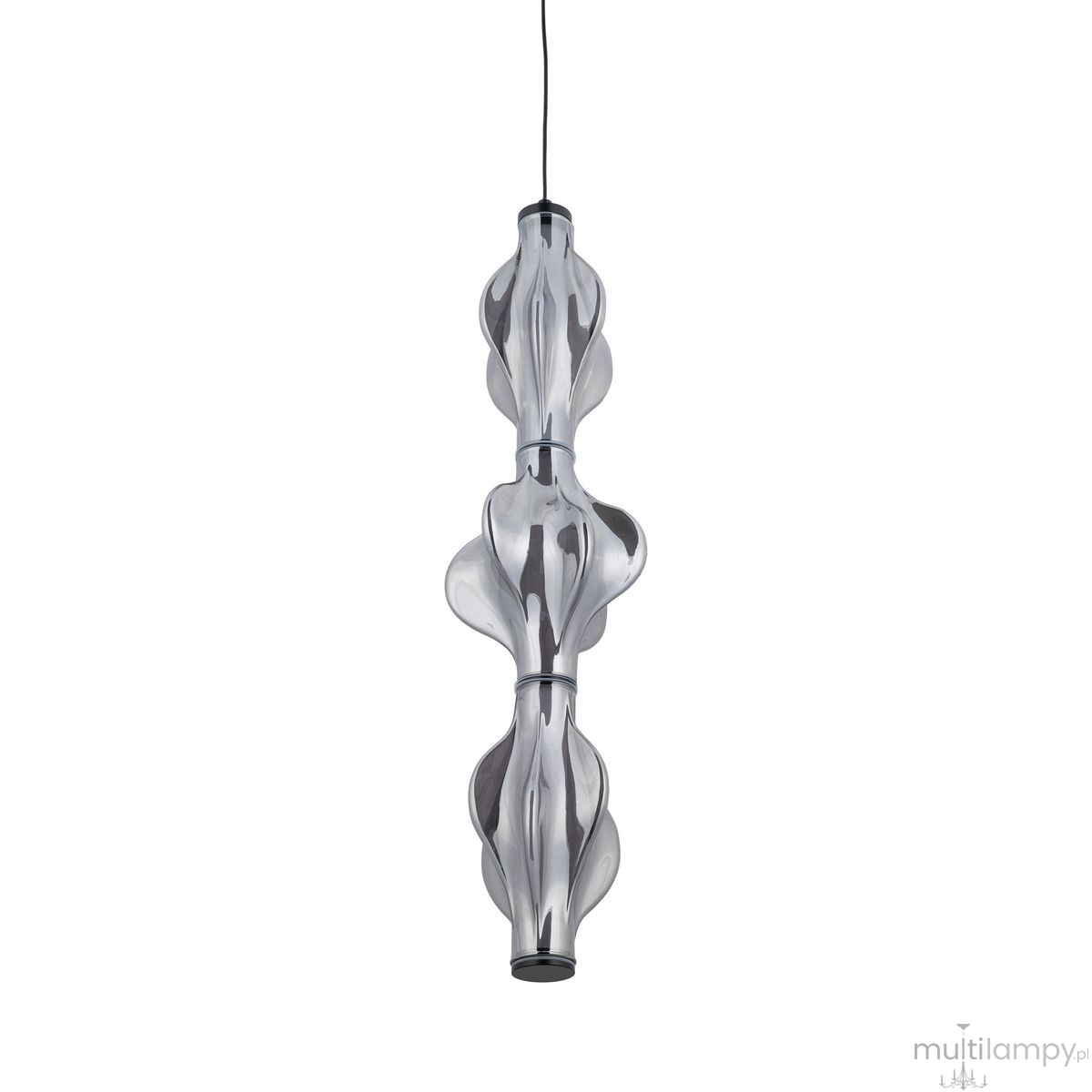 Lampa wisząca LED Elva 22W o ciepłej barwie światła 3000K, w kolorze czarnym i grafitowym. Ma nowoczesny, falisty kształt, zawieszona na cienkim kablu. Idealna do wnętrz, dodająca elegancji i stylu.