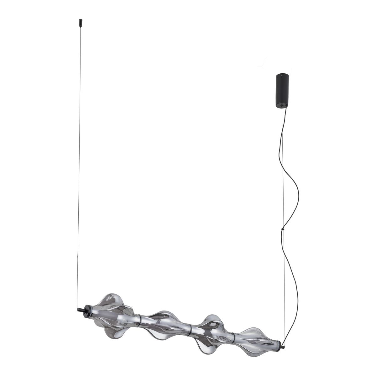 Lampa wisząca LED Elva 30W 3000K w kolorze czarnym/grafitowym, o nowoczesnym, falistym kształcie. Zawieszona na cienkim przewodzie, z okrągłym mocowaniem sufitowym. Idealna do stylowych wnętrz.
