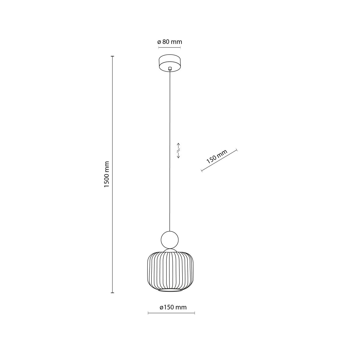 Lampa wisząca Ballo w kolorze beżowym, z oprawą na 1 żarówkę E14. Przyciągający wzór z zaokrąglonym kloszem o średnicy 150 mm. Zawieszona na cienkim kablu o długości 1500 mm, z okrągłym mocowaniem o średnicy 80 mm.