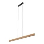 Lampa wisząca LED Viga Wood 14W 3000K w kolorze czarnym z elementami sosnowymi, o prostokątnym kształcie. Zawieszona na cienkich linkach, z nowoczesnym, minimalistycznym designem, idealna do nowoczesnych wnętrz.