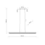 Lampa wisząca LED Viga Wood 14W 3000K w kolorze czarnym i sosnowym, o wymiarach 1200 mm długości i 300 mm szerokości, z prostokątnym, płaskim kloszem zawieszonym na cienkim przewodzie. Idealna do nowoczesnych wnętrz.