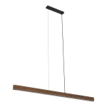 Lampa wisząca LED Viga Wood 14W 3000K w kolorze czarnym z orzechowym akcentem. Posiada prostokątny kształt z teksturowanym drewnem, zawieszona na cienkim przewodzie. Montaż sufitowy, minimalistyczny design.