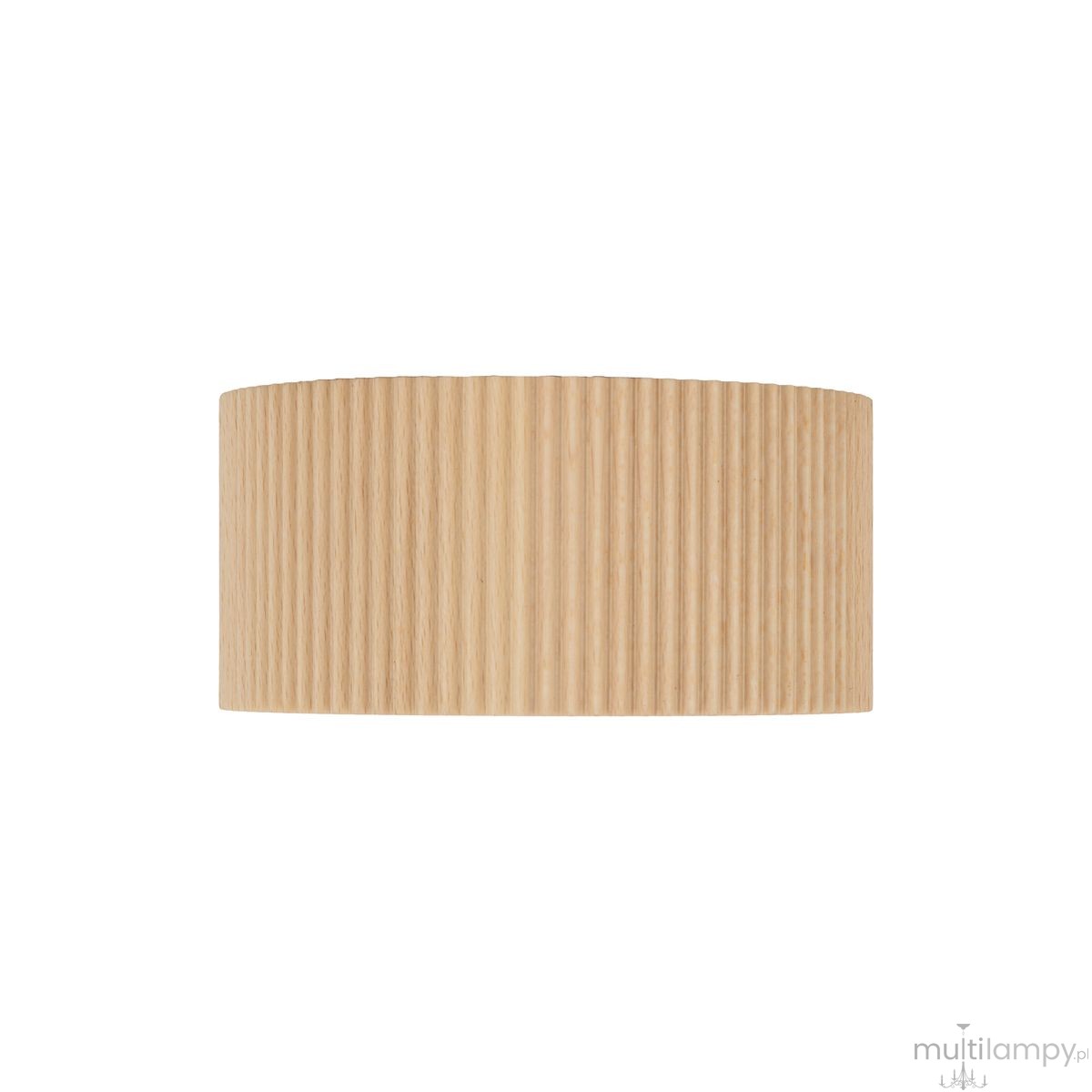Lampa sufitowa Eve Corte 1xGX53 w kolorze naturalnego buku. Okrągła konstrukcja z teksturowanej powierzchni, z pionowymi żłobieniami. Stojąca w pozycji poziomej, idealna do nowoczesnych wnętrz. Prosta forma podkreśla naturalny materiał.