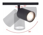 Czarna lampa sufitowa Stico z czterema reflektorami GU10. Reflektory obracają się o 350° i przechylają o 180°. Nowoczesny design, matowe wykończenie, idealna do oświetlenia różnych przestrzeni.