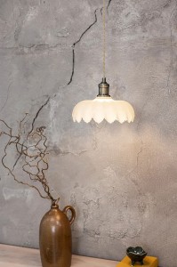 Kurage lampa wisząca E27 antyczny mosiądz biały 108857
